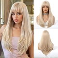 Blonde Golden Wig With Bangs Long Straight Hair Natural Wig For Women Cosplay Wigs Heat Resistant Synthetic  Fake Hair
