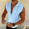 New Summer Sleeveless Zippered Jacquard Sportswear For Men  Fashionable Casual Men's Sportswear Breathable Shirt